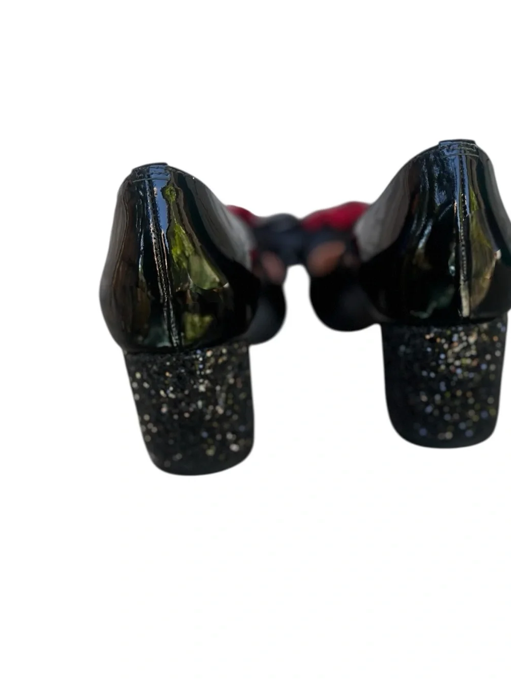 Kate Spade New York Milford Black Patent Leather Glitter  block heel   SZ. 6.5